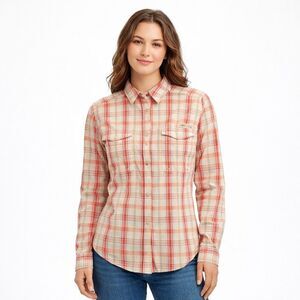 Columbia PFG Cotton Shirt Large Long Sleeve Pink Plaid